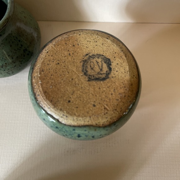 R V Pottery Nashville Vases Set 3 Mini Low Bud Green Studio Art Modern Farmhouse - Picture 5 of 9